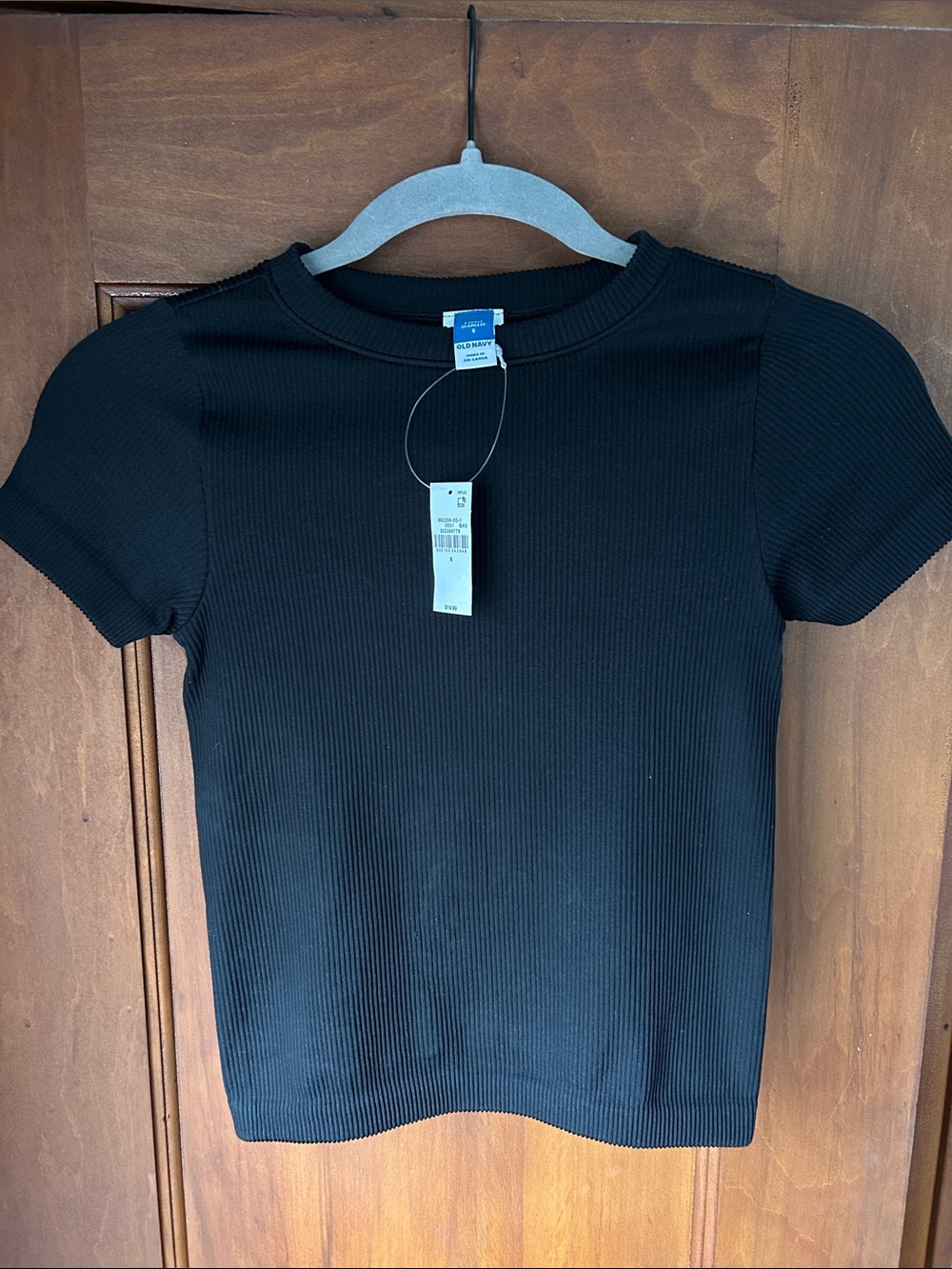 Old Navy Black Ribbed Short Sleeve Tee